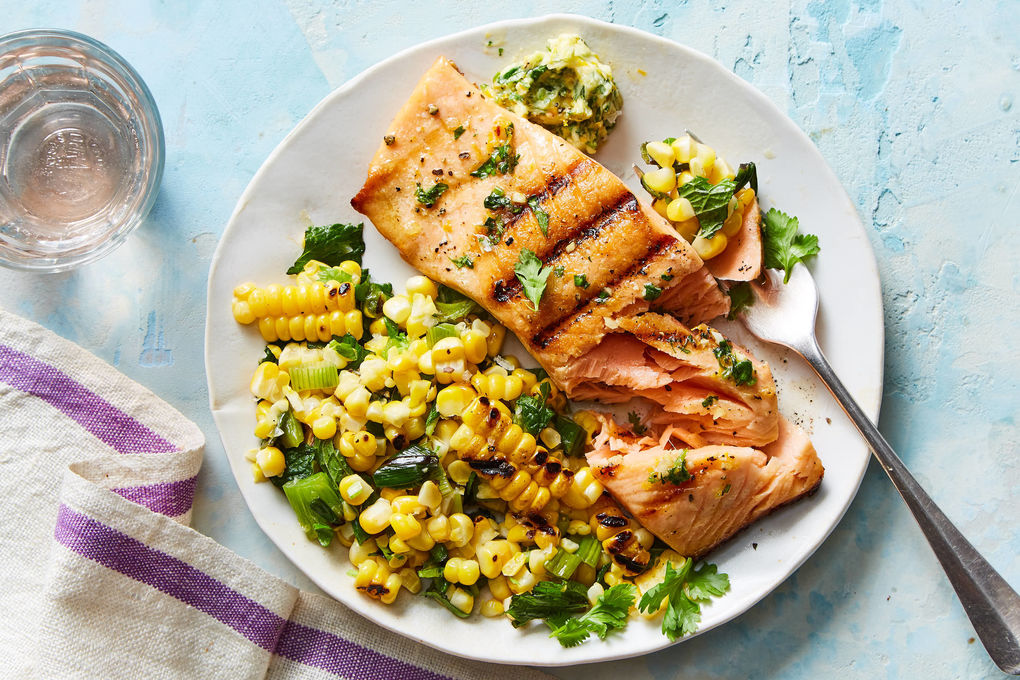 Grilled Chicken & Spiced Citrus Butter with Charred Corn Salad
