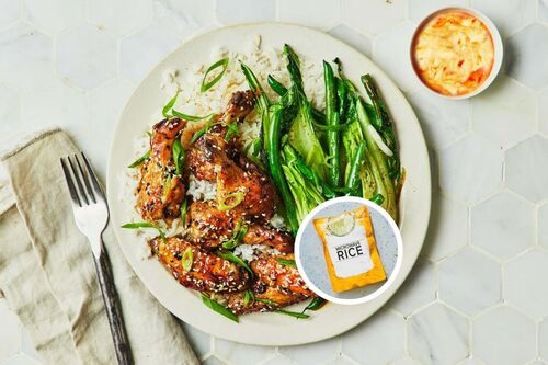 Sesame Chicken Wings and Microwave Rice