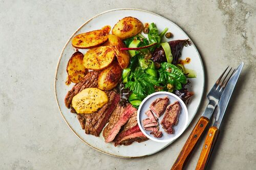Grilled Porterhouse Steak and Roast Potatoes