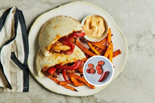 Spicy Buffalo Chicken and Chorizo Pita