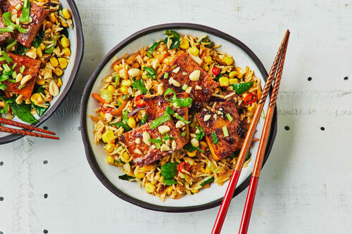 Satay Tofu and Veggie Fried Rice