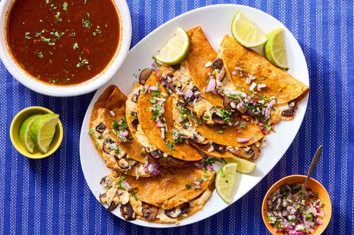 Mushroom Quesabirria-Style Tacos