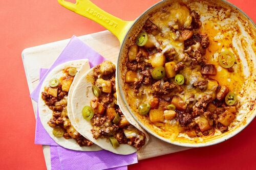 Beef & Potato Hash Tacos with Corn Tortillas