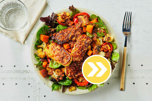 Easy Chicken, Veggie and Haloumi Salad