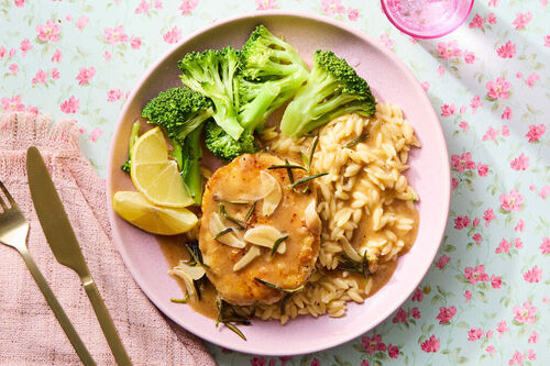 Rosemary Chicken with Parmesan-Lemon Orzotto