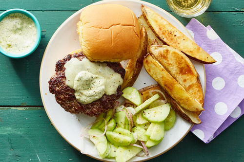 Impossible Cheeseburger with Potato Wedges