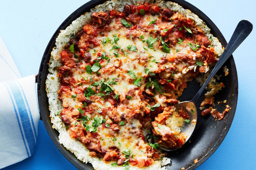 Cheesy Baked Pinto Beans & Readymade Chicken