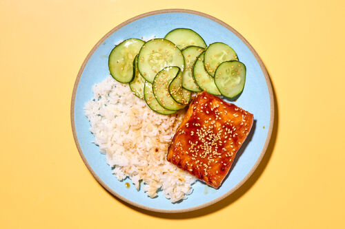 Glazed Teriyaki Salmon with Sesame Cucumbers