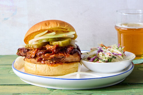 BBQ Rib Sandwiches with Pickles & Onions