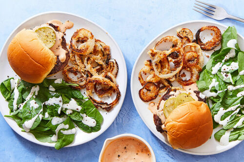 Turkey Smash Burger & Crispy Onion Rings