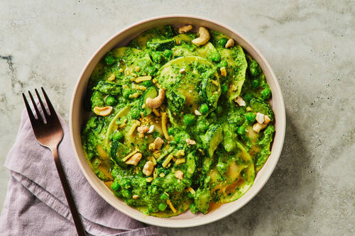 Vegan Pumpkin Ravioli and Super Greens Sauce
