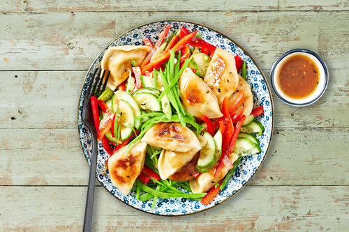 Asian Greens Potsticker Dumpling Salad
