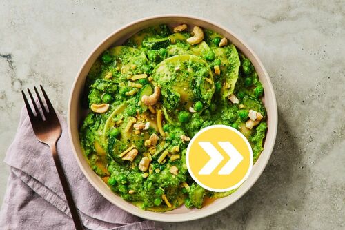 Pumpkin Ravioli and Super Greens Sauce