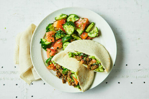 Lamb Kofta and Pea Hummus Pita Pockets