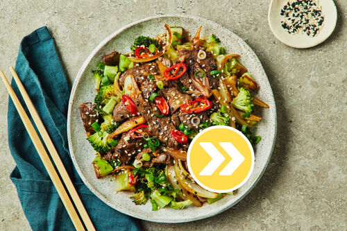 Rice-Free Mongolian Double the Beef Stir-Fry