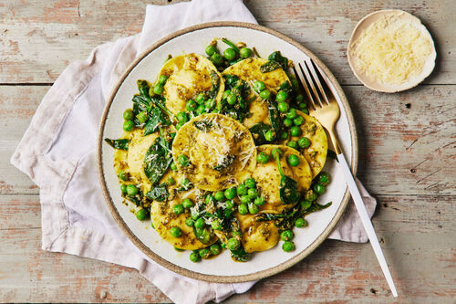 Fast Pea and Pesto Ravioli