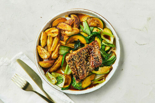 Barramundi with Sweet Soy Greens