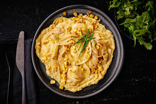 Posh Lobster Ravioli and Buttery Corn Sauce