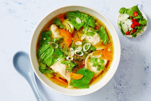 Asian Greens Dumpling Soup