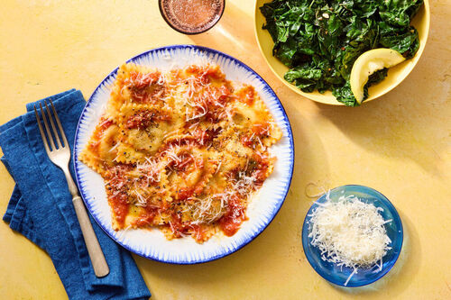 Beef & Wine Ravioli with Marinara