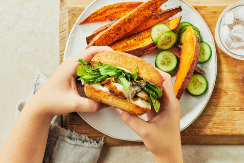 Spicy Blackened Basa Fish Po' Boy Sandwich