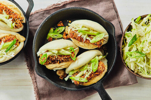 Peanut-Sesame Popcorn Tofu Bao Buns