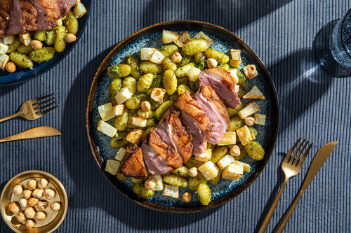 Glasiertes Entenbrustfilet mit Ofensellerie