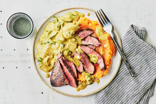 Beef Rump Steaks and Yellow Curry Gravy