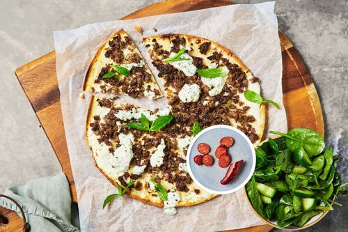 Lebanese-Style Chorizo and Lamb Pizza