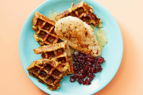 Thanksgiving! Chicken & Stuffing Waffles