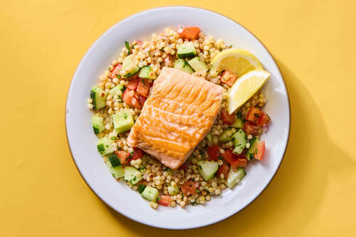 Seared Salmon & Mediterranean Couscous Salad