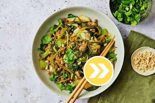 Carb-Conscious Spicy Double the Pork Zoodles