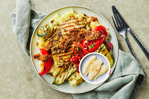 Chargrilled Pesto Fish and Mash