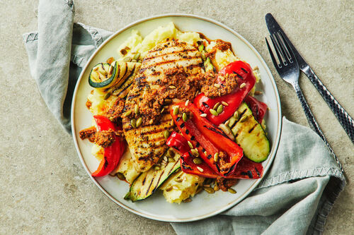 Chargrilled Pesto Chicken and Mash