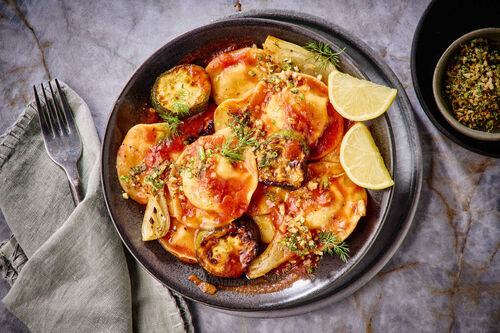 Lobster Ravioli in Rich Tomato Sauce