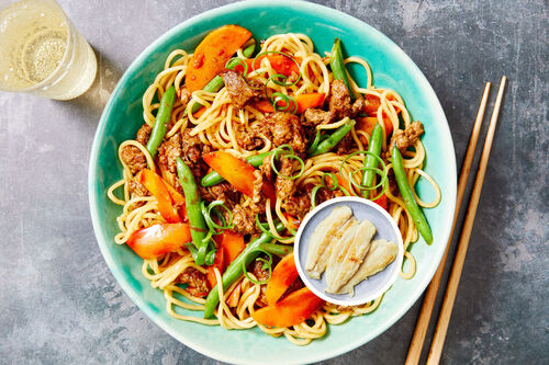 Fish, Noodle and Sweet Soy Stir-Fry