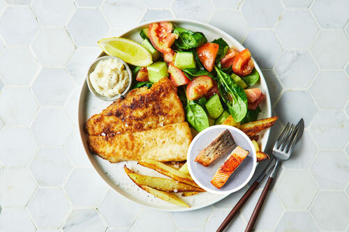 Pan-Fried Salmon, Chips and Aioli