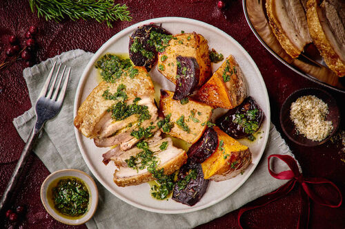 Roast Pork Belly and Veggies