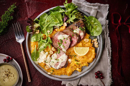 Roast Beef Rump Cap and Orange Veg Mash