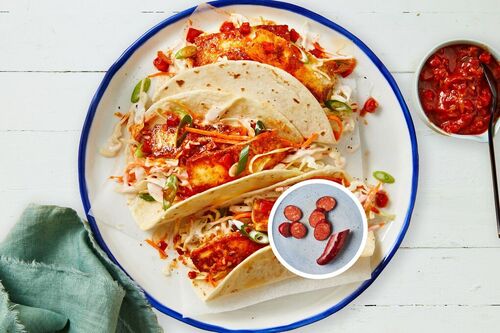 Smoky Chorizo and Haloumi Tacos
