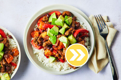 Fast Cheesy Tex-Mex Beef and Black Beans
