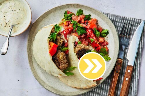 Cheesy Turkish Lamb and Tomato Pita