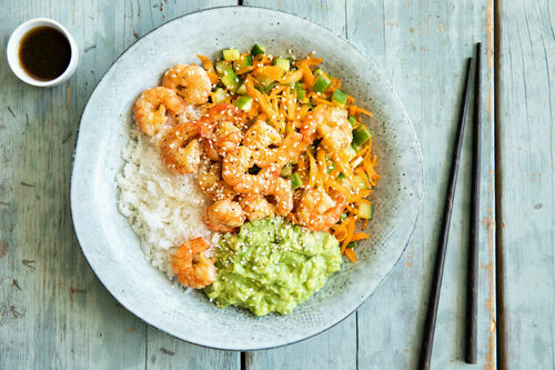Garnelen-Poké-Bowl