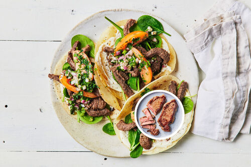 Fast Peppered Porterhouse Steak Wraps