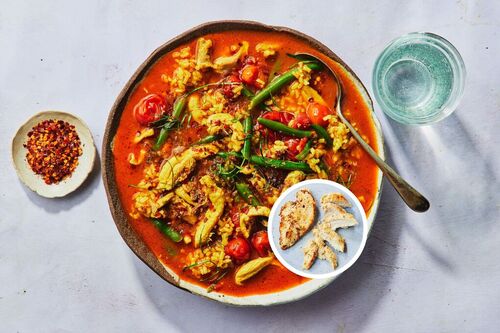 Nutritious Hot-Sour Chicken Breast-Rice Soup