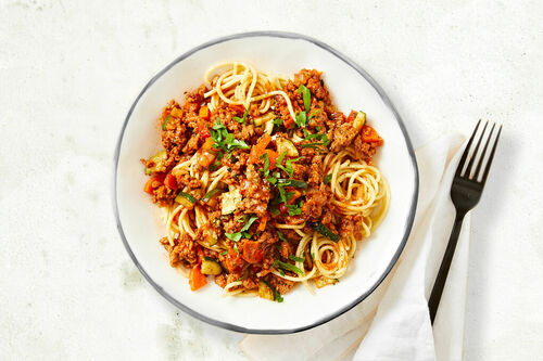 Vegan 'Mince' Ragu and Spaghetti