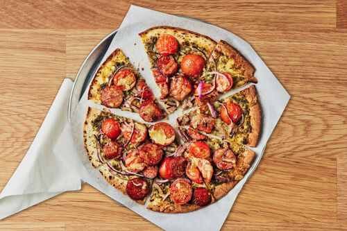 Lunch Chorizo and Cherry Tomato Flatbreads
