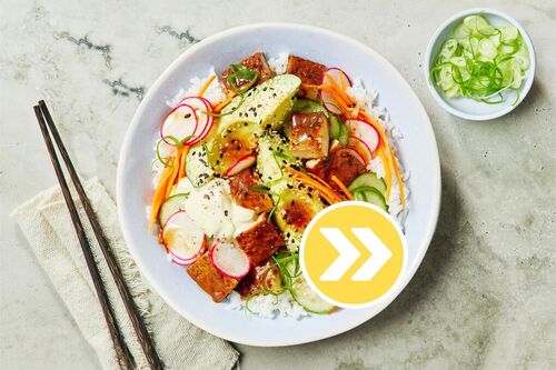 Easy Prawn, Avocado and Tofu Poke Bowl