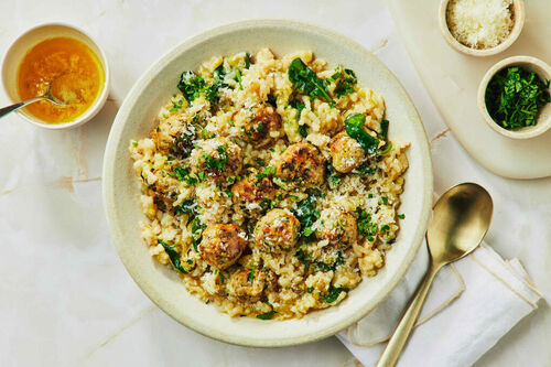 Italian Wedding Pork Meatball Risotto