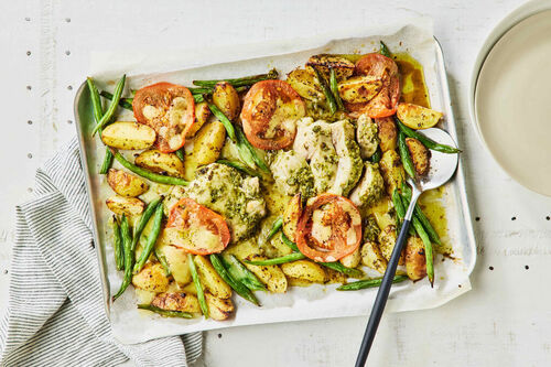 Caprese-Style Baked Chicken and Potatoes